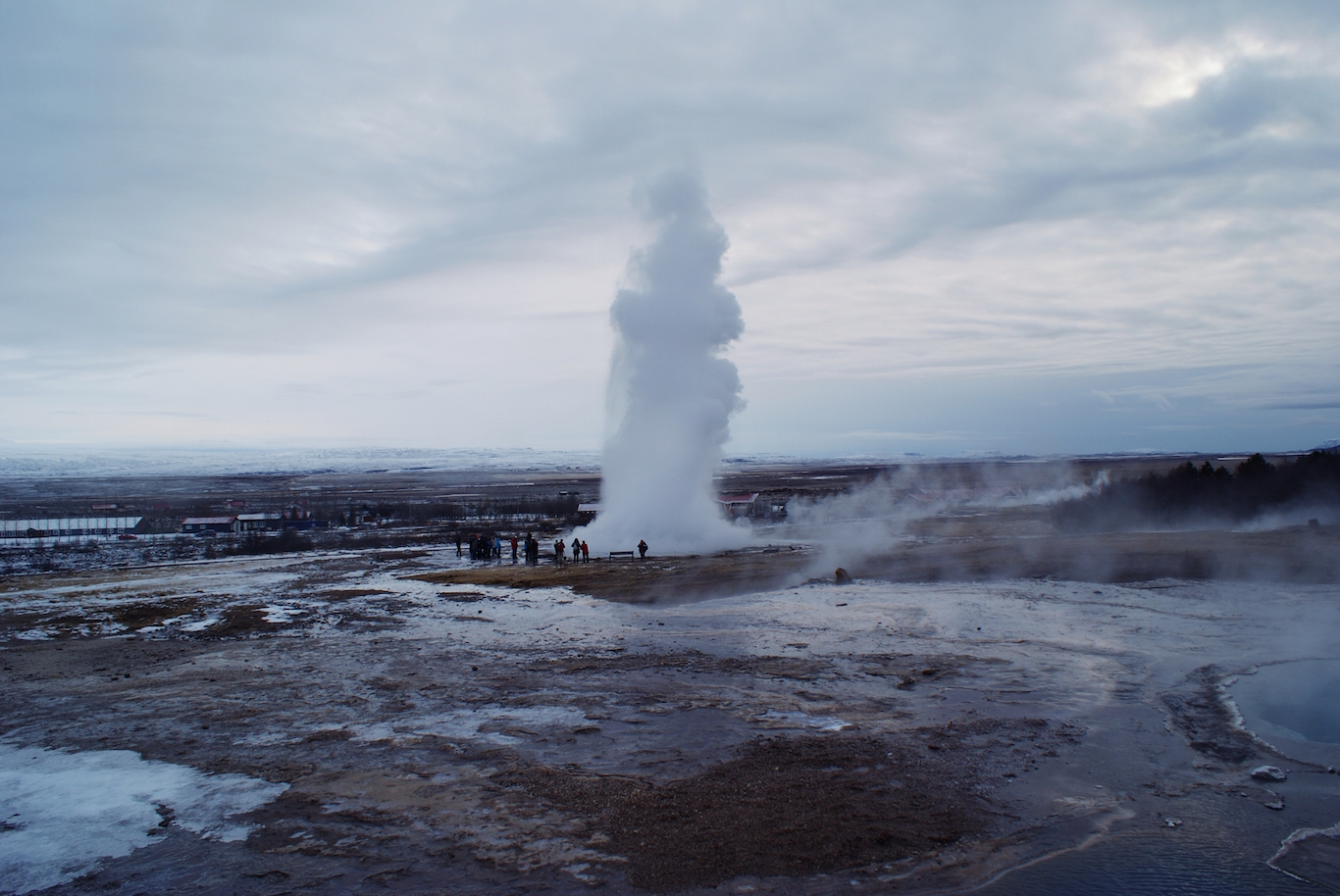 Strokkur Geyser erupting in Iceland